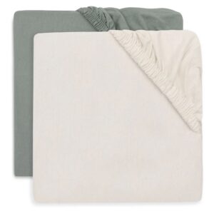 Ollie bebe Jollein Fitted Sheet Jersey 40/50x80/90cm - Sea Green/Ivory - 2 Pack