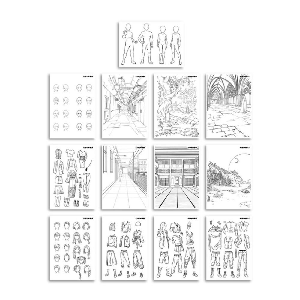 KIDYWOLF: Tablet ζωγραφικής με φως, 2 όψεων με οθόνη LΕD & μαυροπίνακα- Σχέδιο Χαρακτήρες Manga - Image 8