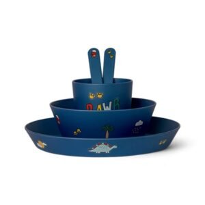 Ollie bebe CITRON Bio Based Tableware 5-Piece Set – Blue Dino
