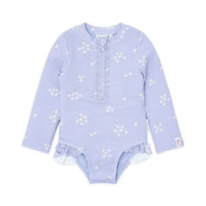 Ollie bebe LITTLE DUTCH. Ολόσωμο μακρυμάνικο μαγιό με βολάν Dreamy Lavender