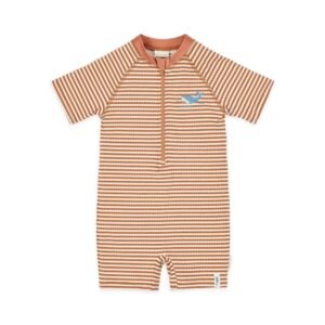 Ollie bebe LITTLE DUTCH. Ολόσωμο κοντομάνικο μαγιό Ocean Brown Stripes