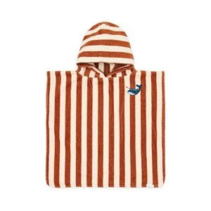 Ollie bebe LITTLE DUTCH. Παιδικό πόντσο Ocean World Brown Stripe - One size