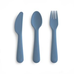 Mushie Cutlery Set (Fork, Spoon, Knife) | Παιδικό Σετ Μαχαιροπήρουνα - Twilight Blue