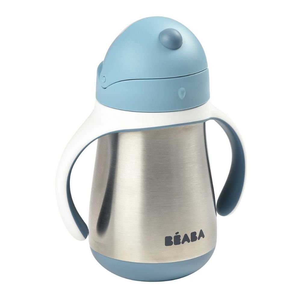 BEABA Stainless Steel Cup Straw 250ml / Παγούρι – Blue - Image 4