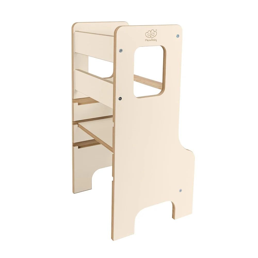 MeowBaby Montessori Πύργος Εκμάθησης / Learning Tower & Βοηθός Κουζίνας / Kitchen Helper Solid - Φυσικό / Natural - Image 4