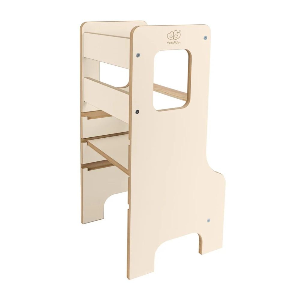 MeowBaby Montessori Πύργος Εκμάθησης / Learning Tower & Βοηθός Κουζίνας / Kitchen Helper Solid - Φυσικό / Natural - Image 3