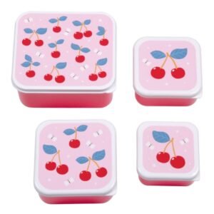 Ollie bebe A little lovely company: Σετ 4 δοχεία φαγητού Lunch & Snack Box -Cherries