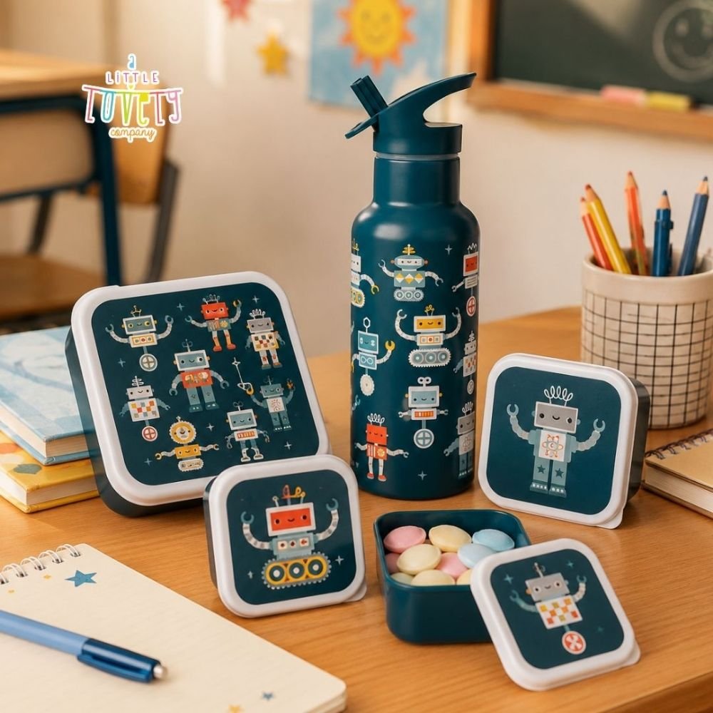 A little lovely company: Σετ 4 δοχεία φαγητού Lunch & Snack Box - Robots - Image 2