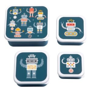 Ollie bebe A little lovely company: Σετ 4 δοχεία φαγητού Lunch & Snack Box -Robots