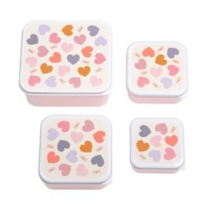 Ollie bebe A little lovely company: Σετ 4 δοχεία φαγητού Lunch & Snack Box -Hearts