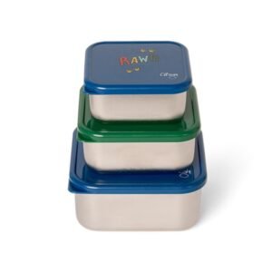 121 Ollie bebe CITRON Stainless Steel Nesting Stackable Lunchbox - Dino