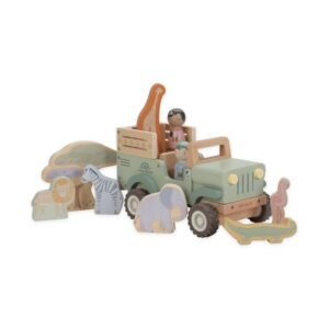 Ollie bebe LITTLE DUTCH. Ξύλινο αυτοκινητάκι Safari με ζωάκια Safari Friends FSC