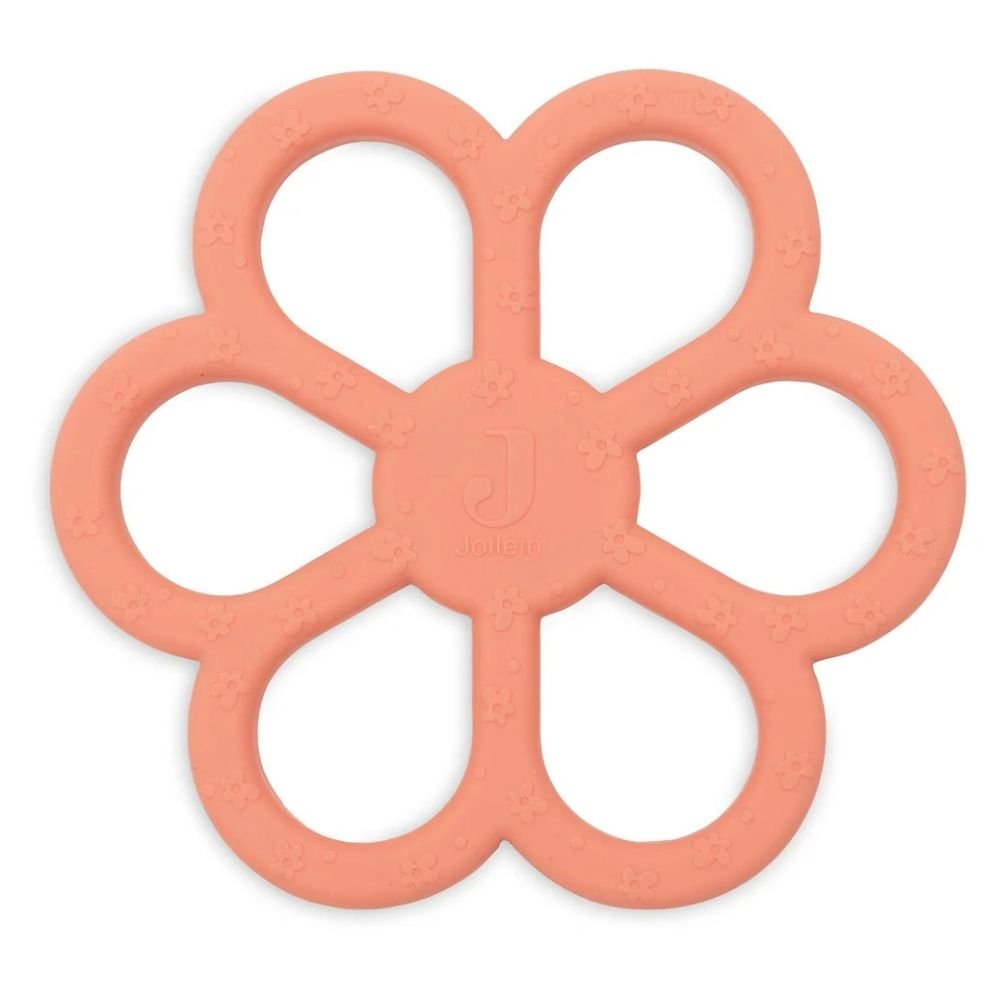 Jollein. Teething Ring Silicone / Μασητικό Δαχτυλίδι Σιλικόνης – Flower – Coral Rose