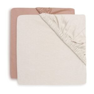 Ollie bebe Jollein. Fitted Sheet Jersey / Σεντόνια 70/75x140/150cm - Light Terra/Oatmeal- 2 Pack