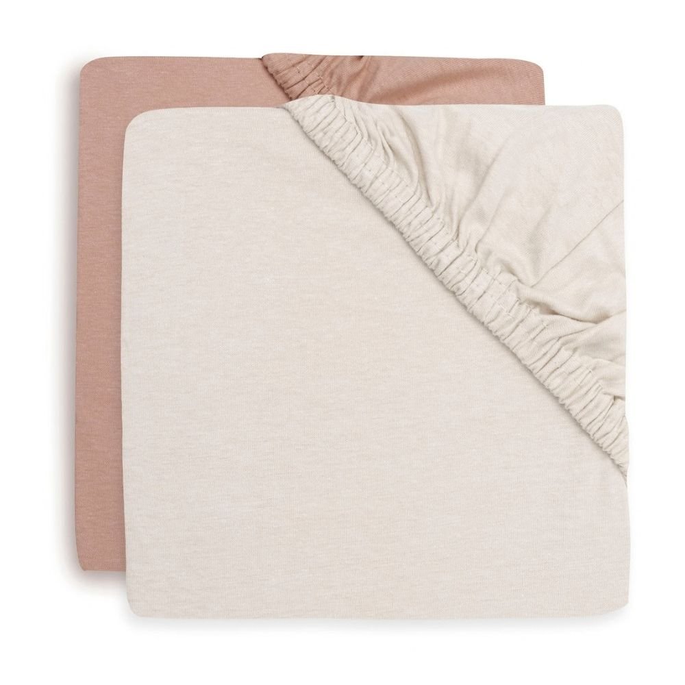 Ollie bebe Jollein. Fitted Sheet Jersey / Σεντόνια 70/75x140/150cm - Light Terra/Oatmeal- 2 Pack