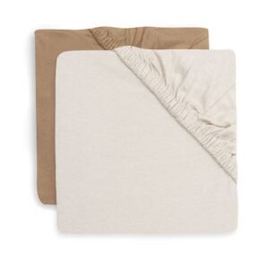 Ollie bebe Jollein. Fitted Sheet Jersey / Σεντόνι Hazel/Oatmeal - 2 Pack