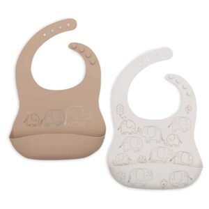 Ollie bebe Jollein. Bib Silicone / Σαλιάρες Σιλικόνης – Elephant Tales – 2 Τεμάχια