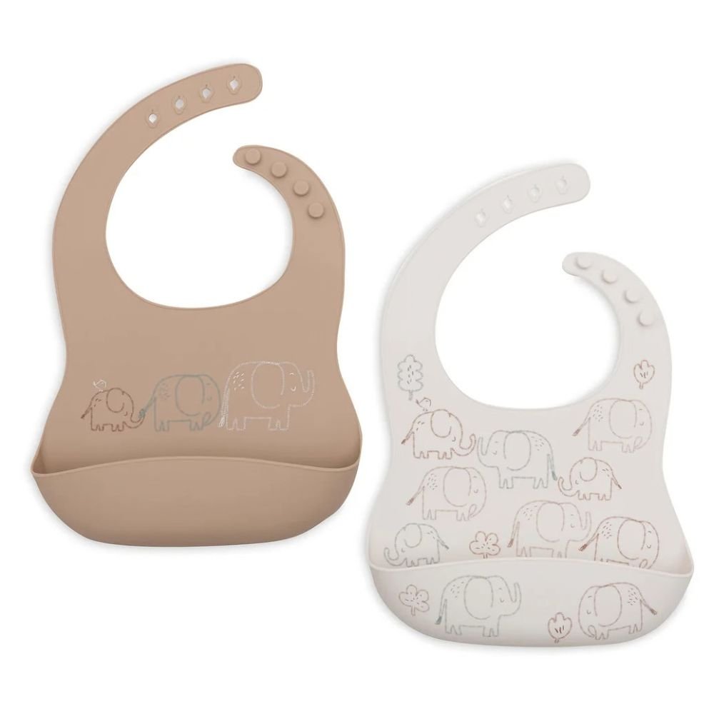 Ollie bebe Jollein. Bib Silicone / Σαλιάρες Σιλικόνης – Elephant Tales – 2 Τεμάχια