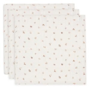 Ollie bebe Jollein. Cloth Muslin / Μουσελίνες – Animal Friends – 70 × 70 cm – Σετ 3 Τεμαχίων