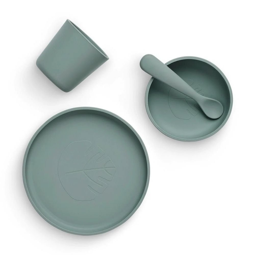 Jollein. Children's Dinner Set Silicone / Σετ Φαγητού Σιλικόνης για Παιδιά – Ash Green – 4 Τεμάχια - Image 3