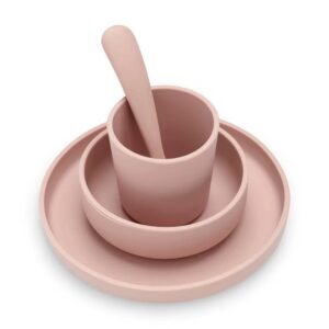 Ollie bebe Jollein. Children's Dinner Set Silicone / Σετ Φαγητού Σιλικόνης για Παιδιά – Pink– 4 Τεμάχια