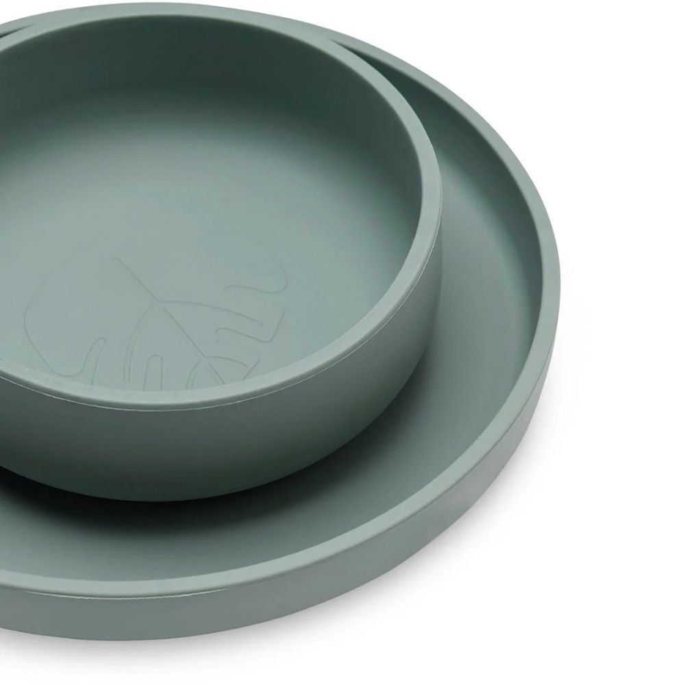 Jollein. Children's Dinner Set Silicone / Σετ Φαγητού Σιλικόνης για Παιδιά – Ash Green – 4 Τεμάχια - Image 4
