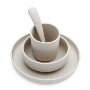 Ollie bebe Jollein. Children's Dinner Set Silicone / Σετ Φαγητού Σιλικόνης για Παιδιά – Nougat – 4 Τεμάχια