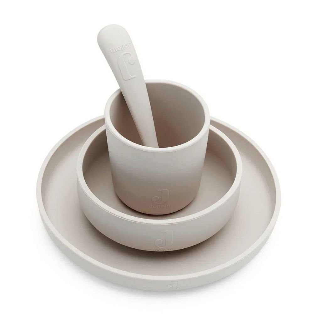 Ollie bebe Jollein. Children's Dinner Set Silicone / Σετ Φαγητού Σιλικόνης για Παιδιά – Nougat – 4 Τεμάχια