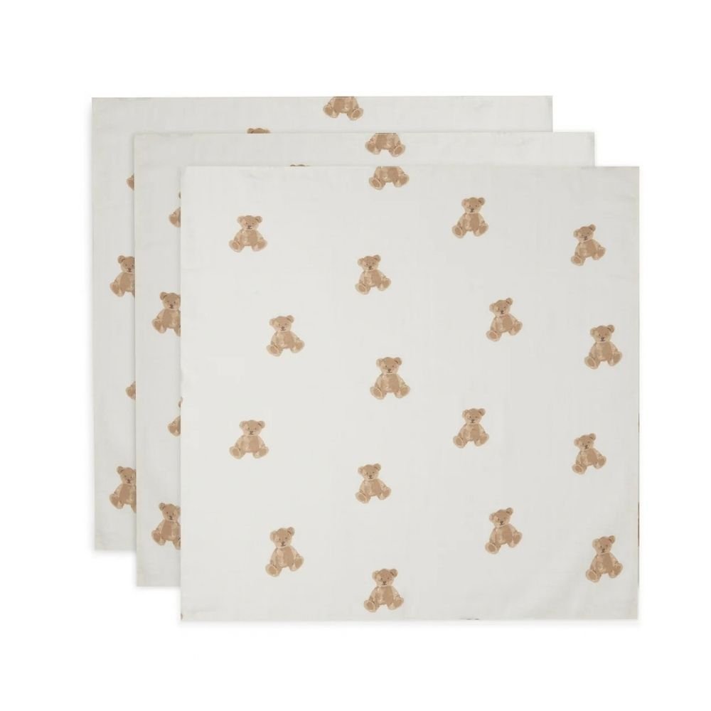Ollie bebe Jollein. Cloth Muslin / Μουσελίνες – Teddy Bear – 70×70 cm – Σετ 3 Τεμαχίων