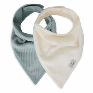 Jollein.Σαλιάρες Bandana Velvet Rib – Sea Green/Ivory – Σετ 2 Τεμαχίων